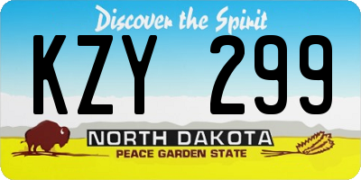 ND license plate KZY299