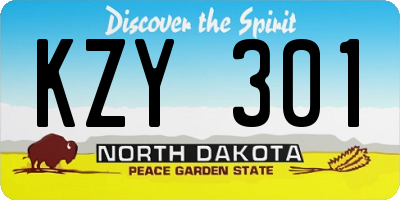 ND license plate KZY301