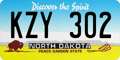 ND license plate KZY302