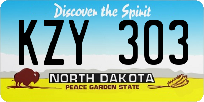 ND license plate KZY303