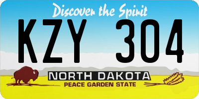 ND license plate KZY304