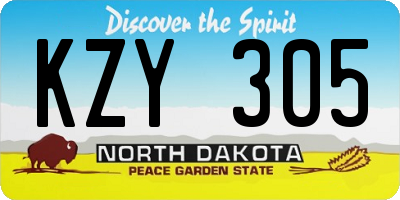 ND license plate KZY305