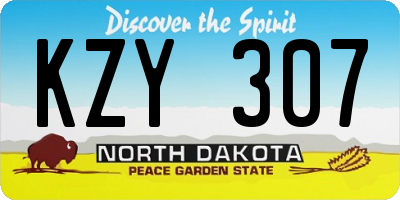 ND license plate KZY307