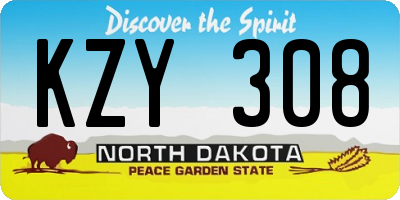 ND license plate KZY308