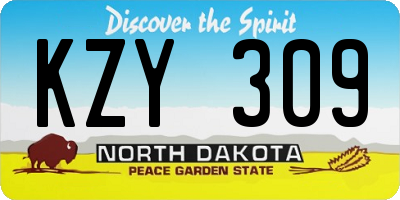 ND license plate KZY309