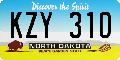 ND license plate KZY310
