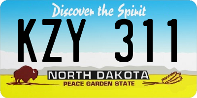 ND license plate KZY311
