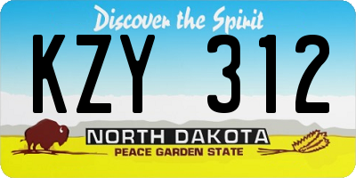 ND license plate KZY312