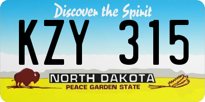 ND license plate KZY315