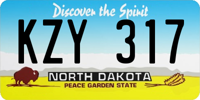 ND license plate KZY317