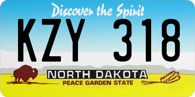 ND license plate KZY318