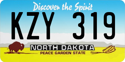 ND license plate KZY319