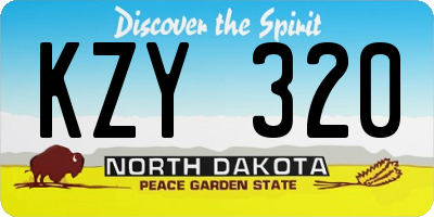 ND license plate KZY320