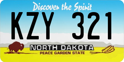 ND license plate KZY321