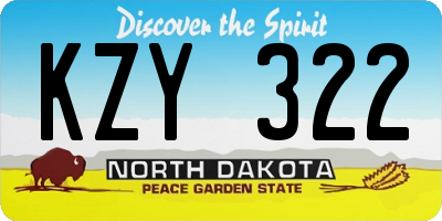 ND license plate KZY322