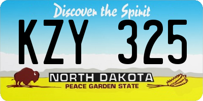 ND license plate KZY325