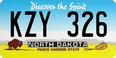 ND license plate KZY326