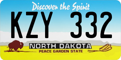 ND license plate KZY332