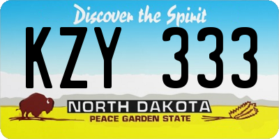 ND license plate KZY333