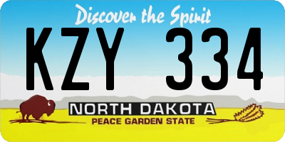 ND license plate KZY334