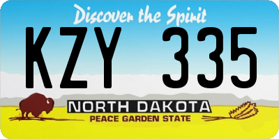 ND license plate KZY335