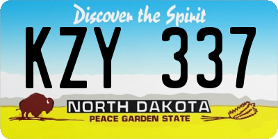 ND license plate KZY337