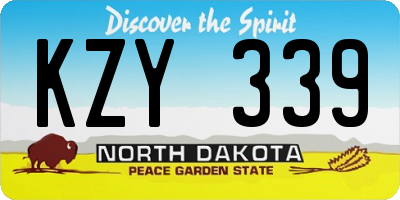 ND license plate KZY339