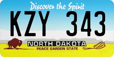 ND license plate KZY343