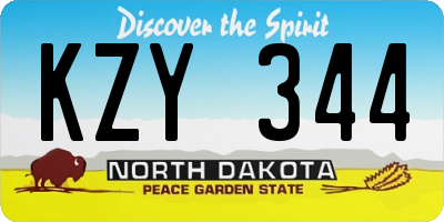 ND license plate KZY344