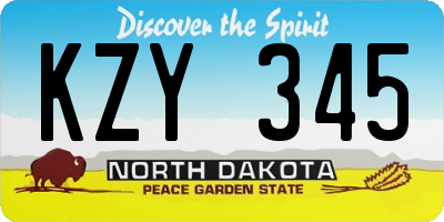 ND license plate KZY345