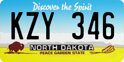 ND license plate KZY346