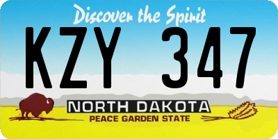ND license plate KZY347