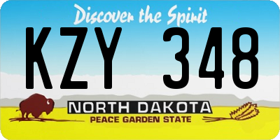 ND license plate KZY348