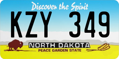 ND license plate KZY349