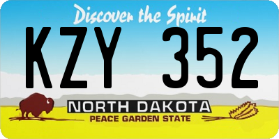 ND license plate KZY352
