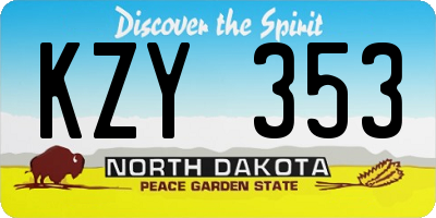 ND license plate KZY353