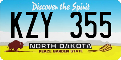 ND license plate KZY355