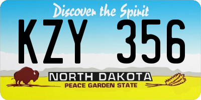 ND license plate KZY356