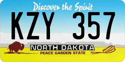 ND license plate KZY357