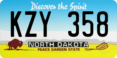 ND license plate KZY358