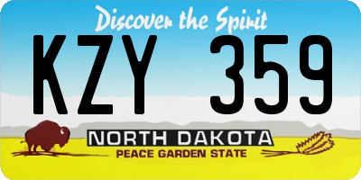 ND license plate KZY359