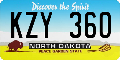 ND license plate KZY360