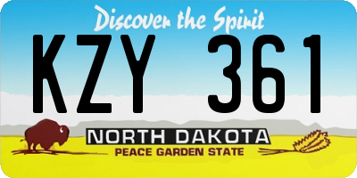 ND license plate KZY361