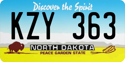 ND license plate KZY363