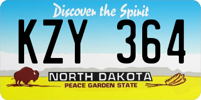 ND license plate KZY364