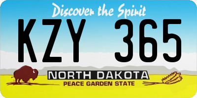 ND license plate KZY365