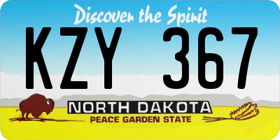 ND license plate KZY367