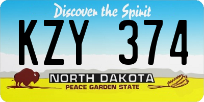 ND license plate KZY374