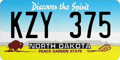 ND license plate KZY375