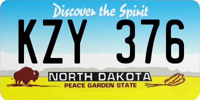 ND license plate KZY376